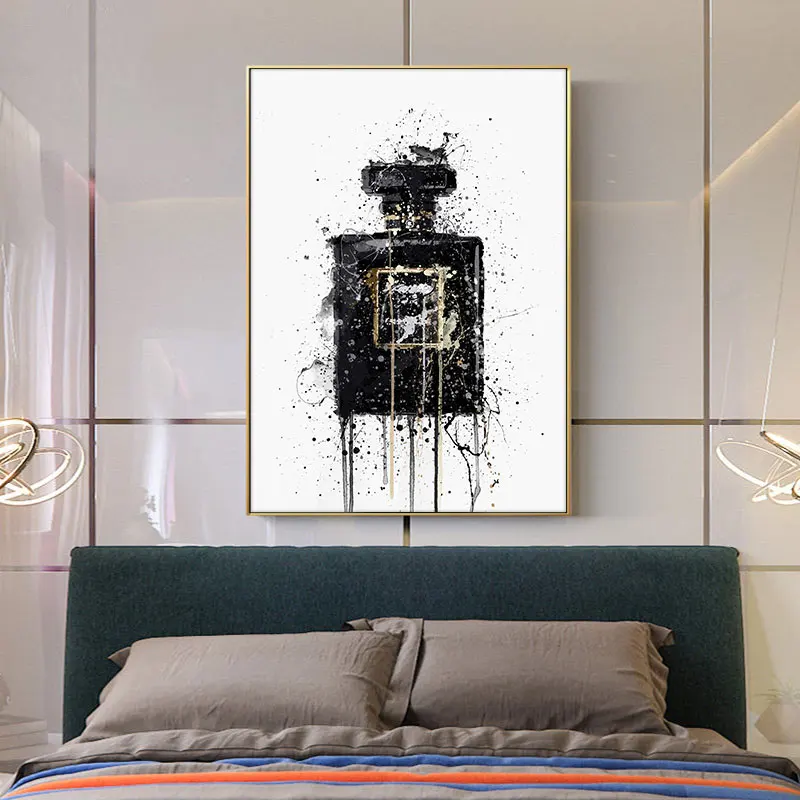 

Abstract Art Canvas Painting Wall Poster and Prints Modern Abstract Black Perfume Bottle Pictures for Living Room Home Decor