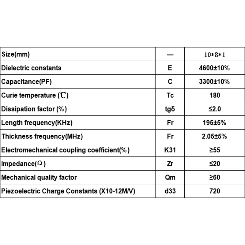Piezoelectric Ceramic Plate Transducer 10*8*1-PZT5X Ultrasonic Sensor Energy/Electricity harvesting Sheet Pressure Sheet