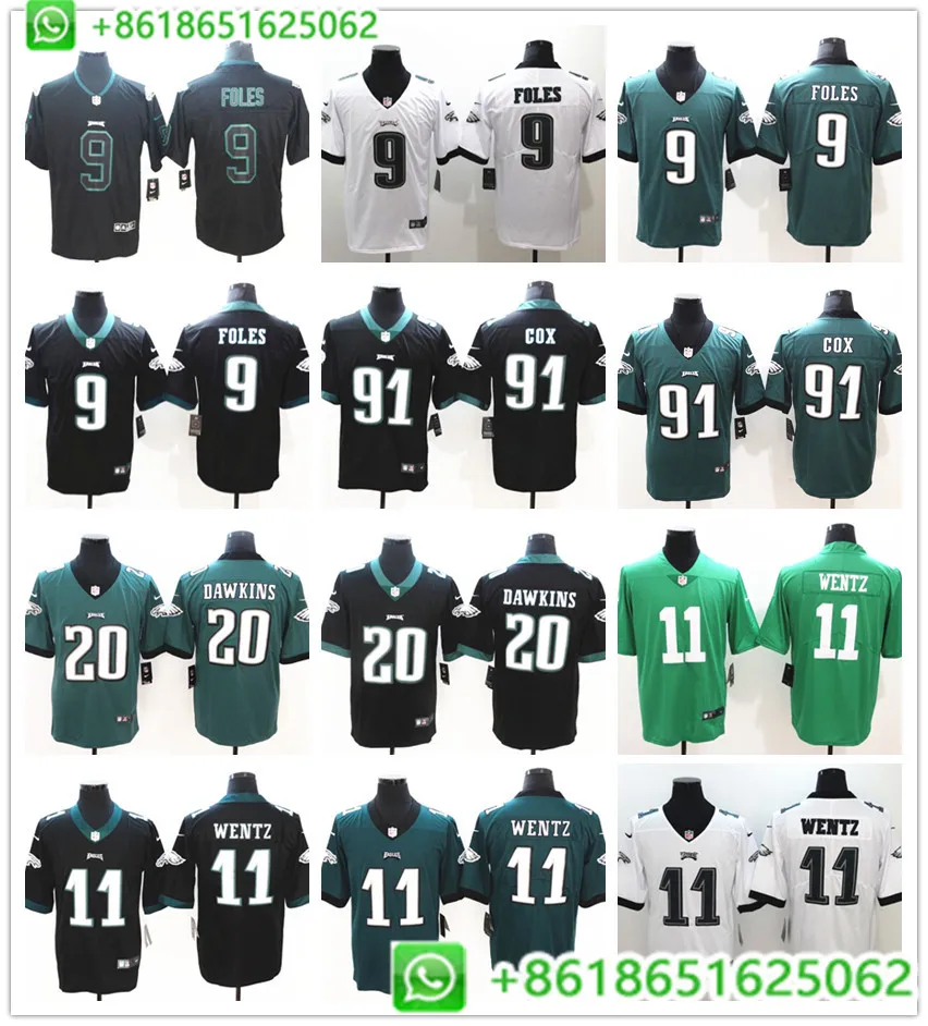 Мужская футболка Philadelphia Carson Wentz Brian Dawkins Nick Foles Fletcher Cox Vapor Untouchable Limited