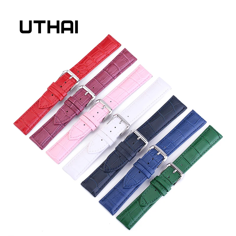 UTHAI Z11 новые часы браслет ремень женские Ремешки для наручных часов из натуральной кожи ремешок для часов 10-24 мм многоцветные ремешки для часов