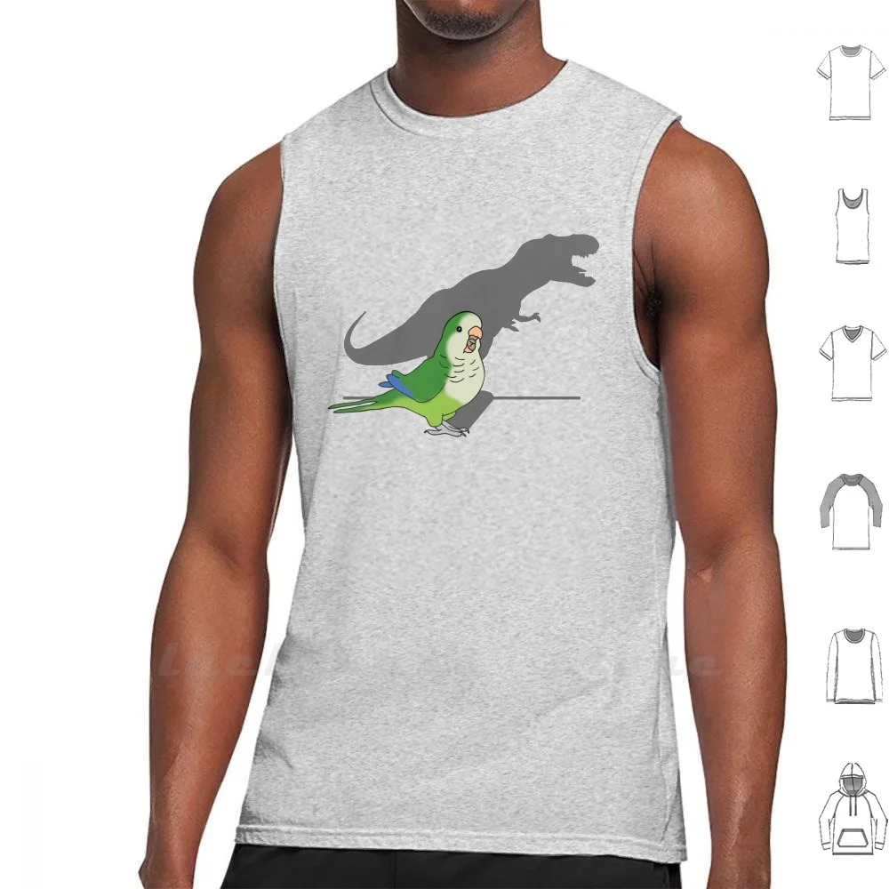 T - Rex Green Monk Parrocchetto Canotta Senza Maniche Canotta Cotone Pappagallo Verde Monaco Parrocchetto Tirannosauro Rex T Rex Dinosaurus