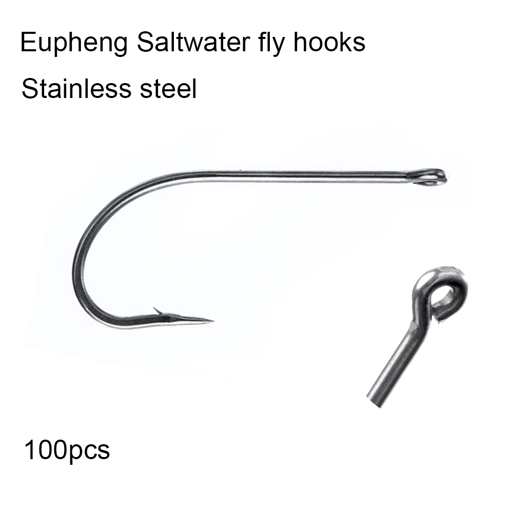 

Eupheng 100pcs Stainless Steel Saltwater Fly Fishing Barb Hook Fishing Sabiki Nymph Shirmp Wet Caddis Fly Hook Black Nickle New