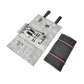 

Portable Roll-Up Felt Jewelry Roll Storage Bag Folding Travel Earrings Necklaces Bracelets Rings Container
