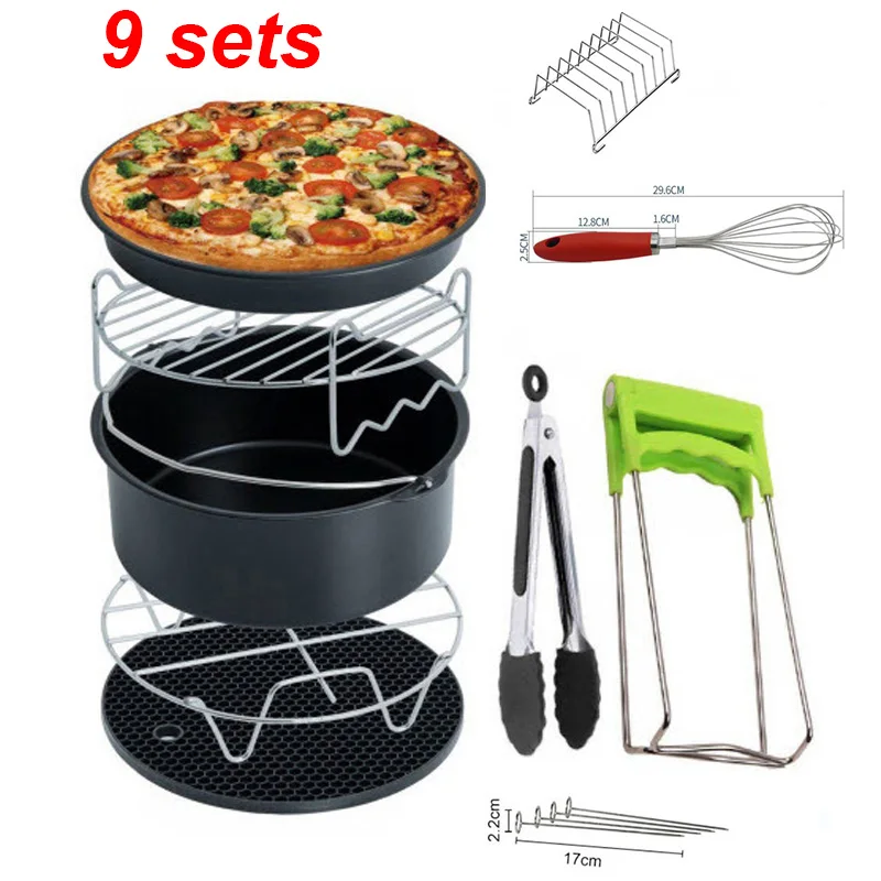 

Air Fryer Accessories 7 Inch for Gowise Phillips Cozyna Secura, Set of 9 Fit all Airfryer electric fryer 3.7QT - 4.2QT - 5.3QT