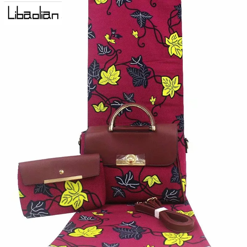 Высокое качество Африканский восковой мешок комплект 6 ярдов Голландский Настоящий Воск Ткань хлопок, красивый дизайн женские восковые сумки F911-23