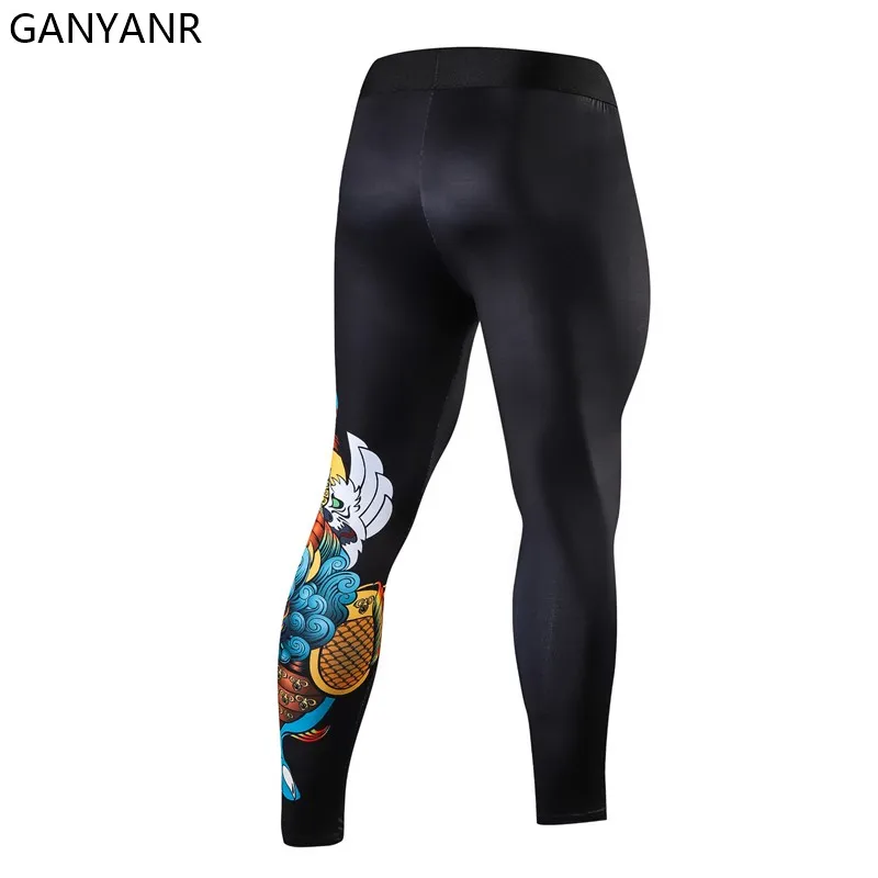 GANYANR Men Running Tights Basketball Compression Pants Legging Gym Sportswear Fitness Sport Sexy Yoga Track Workout Long Winter