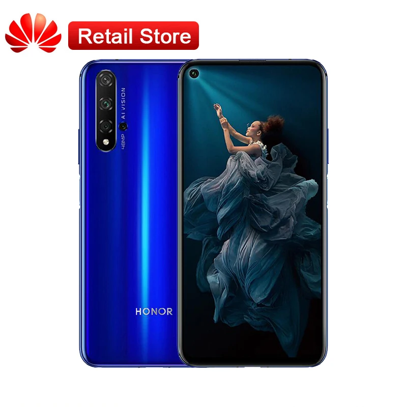 Honor 20 глобальная версия 6 26 &quotполный экран 48.0MP 5 камер отпечатков пальцев Kirin 980
