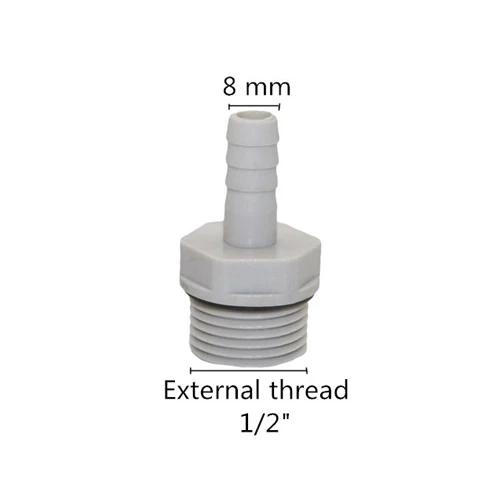 1/" BSP наружная резьба до 8 мм 10 мм 12 мм Прямые соединители колючая пагода Соединительная муфта соединительная пластиковая труба фитинги 1 шт - Цвет: Grayish white