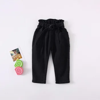 

Autumn Toddler Girl Pants 2020 New High-waist Jeans Girls Flower Bud Pants Children's Elastic Shoe Pants