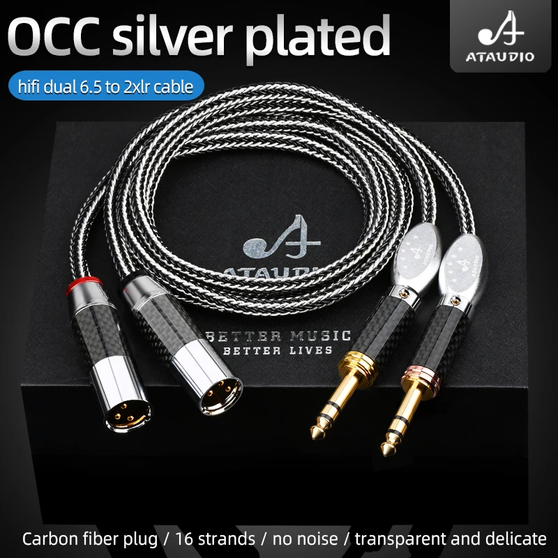 

HIFI dual 6.5mm to 2XLR OCC silver plated 6.5TRS to XLR mixer power amplifier audio cable
