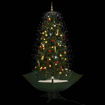 

Holiday Village Tree Set Artificial Christmas Tree With LED Lights Flocked Snow Xmas Trees with Metal Stand Holiday Decoration