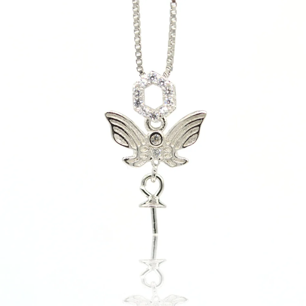 Sterling Silver Butterfly Pendants Mountings For Pearl Diy Jewelry