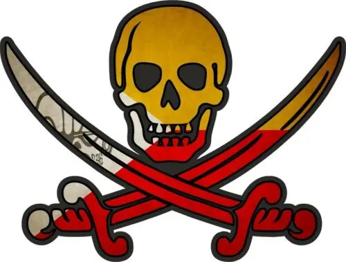 Adesivo Pirate Jack Rackham Calico Flag Country Marquesas Polinesia Francia Adesivi Per Auto, Motos, Laptop, Industria