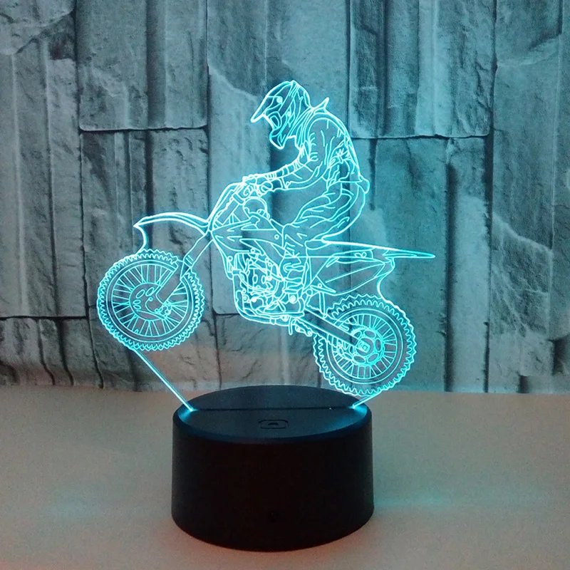 7 цветов DC 5V 3D светодиодный ночной Светильник для кросса USB дети мальчик Цвет Фул атмосферная лампа сенсорный Управление подарок на год - Испускаемый цвет: style 1