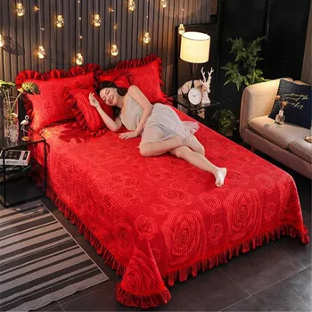 

Crystal velvet quilted bed cover 3pcs bedspreads bed sheet set bedskirt reactive print luxury multi-style multi-size new comer
