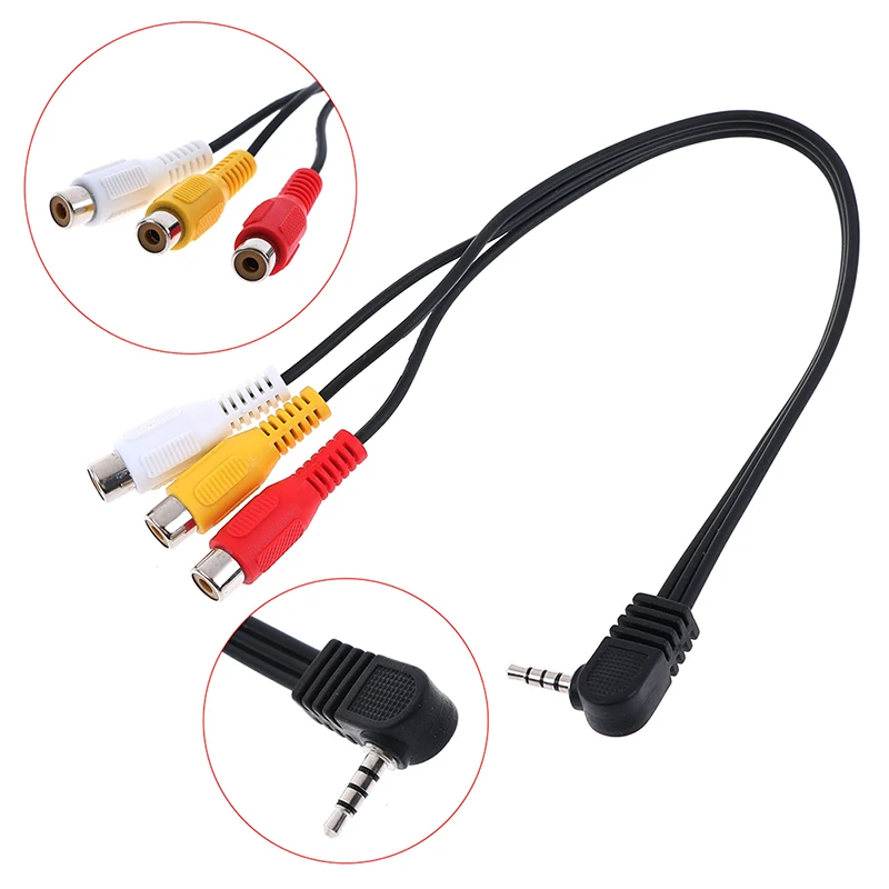 

High Speed 90degree 3.5mm Male Jack To 3 RCA Female Plug Adapter Audio Converter