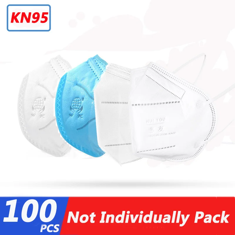 

100pcs KN95 Mask 95% Filtration Non-Woven/PPE Labor Protection Respirator Anti Dust Anti-virus Facial Protective Cover Mask N95