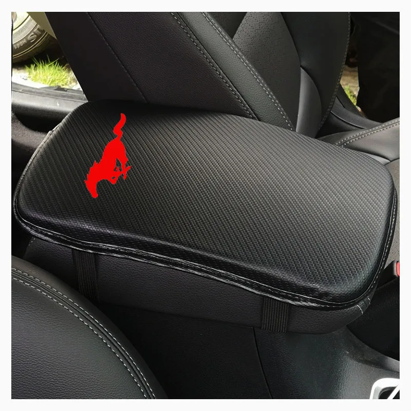 Карбоновая текстура ПУ кожа автомобильный подлокотник защита для хранения подушка для Ford Mustang