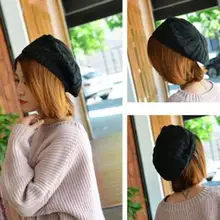 Высокое качество, Дамский берет, плетеная мешковатая шапочка, вязаная крючком, теплая зимняя шапка, шерстяная Вязанная, НОВАЯ шапка для бабушек, милая шерстяная шапка