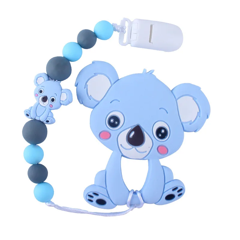 Imebaby baby cartoon animal teether silicone kaola rodent baby silicone beads DIY silicone pacifier chain