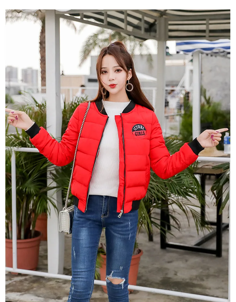 

[Photo Shoot] 2019 New Style Winter Slim Fit Short down Feather Cotton-padded Clothes Baseball Uniform Jacket Korean-style Stude