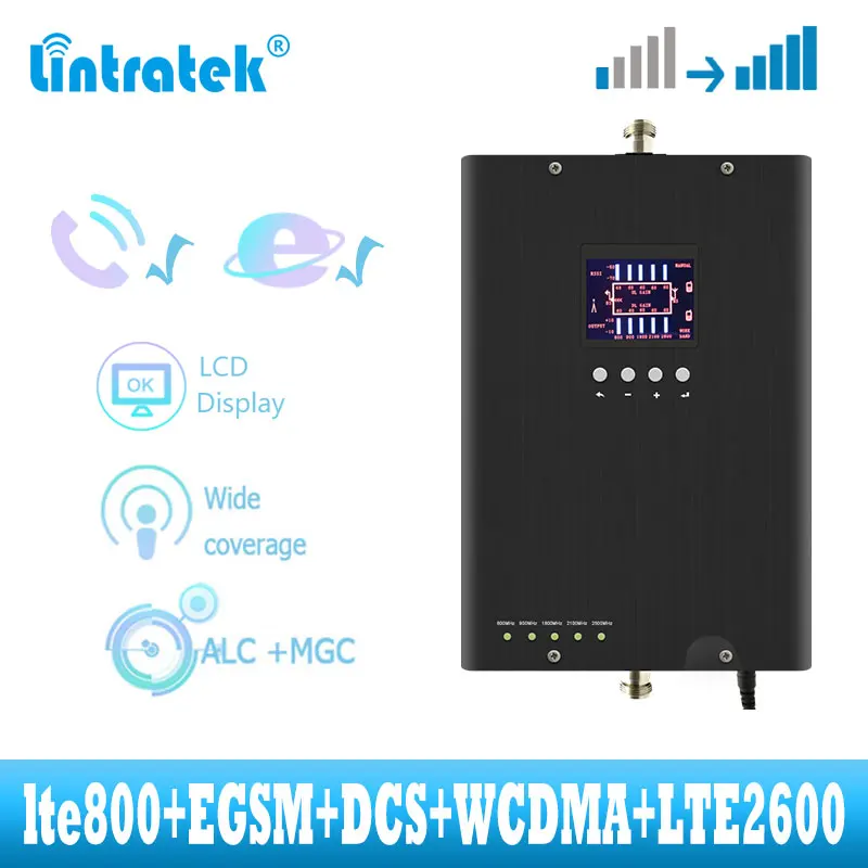 Мобильный ретранслятор сигнала Lintratek 2G 3G 4G GSM UMTS LTE 800 900 1800 2100 2600 МГц 5-полосный