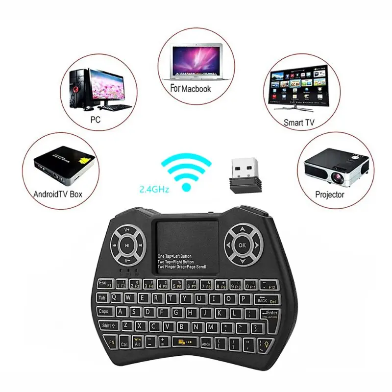 Мини 2,4 ГГц клавиатура I9 плюс красочная подсветка Fly Air mouse беспроводная клавиатура с тачпадом пульт дистанционного управления для Android tv