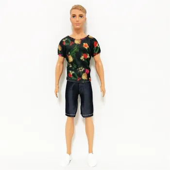

Ken The Boy Friend Hawaii Tee Black Pant Set forBarbie Doll Clothes Accessories Play House Dressing Up Costume Kids Toys Gift