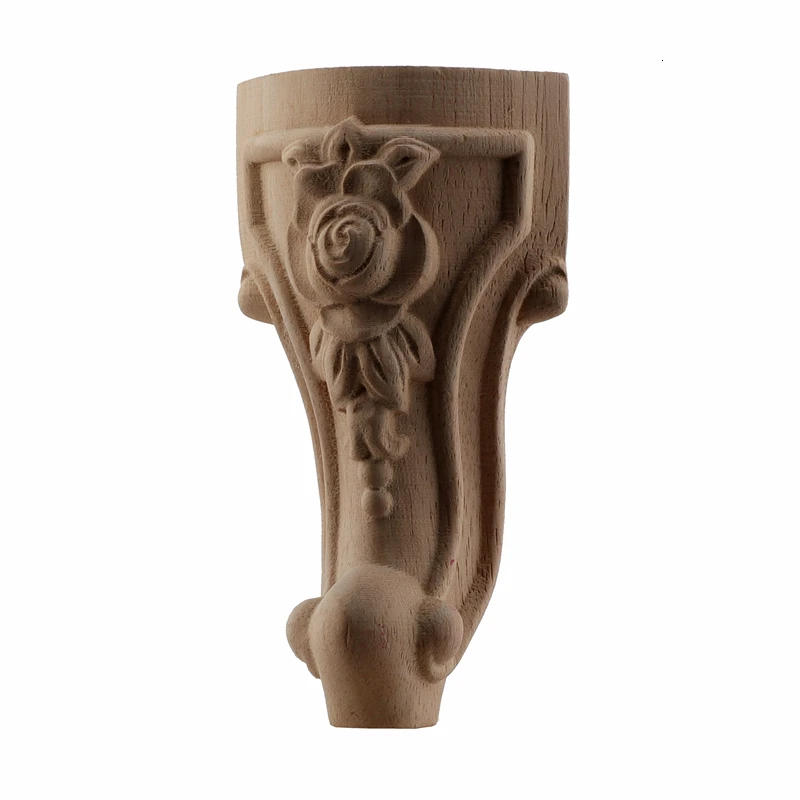 4pcs Wooden Furniture Legs European Style Solid Wood Carved Furniture Foot Vintage TV Cabinet Seat Feets Home Decor Accessories