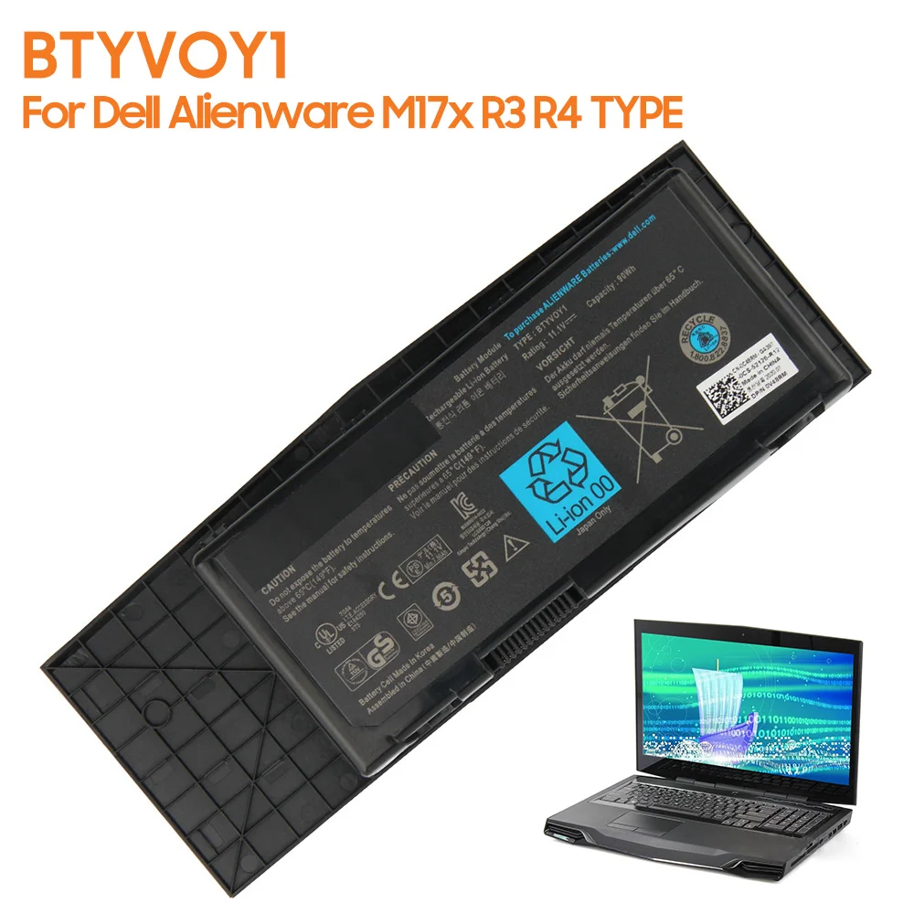 Оригинальный запасной аккумулятор BTYVOY1 для Dell Alienware M17x R3 R4 подлинный Аккумулятор