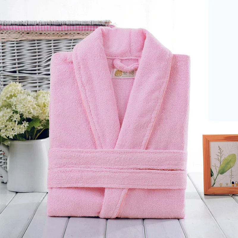 Home Bathrobe Cotton Toweling Terry Robe Unisex Soft Nightrobe Sleepwear Casual