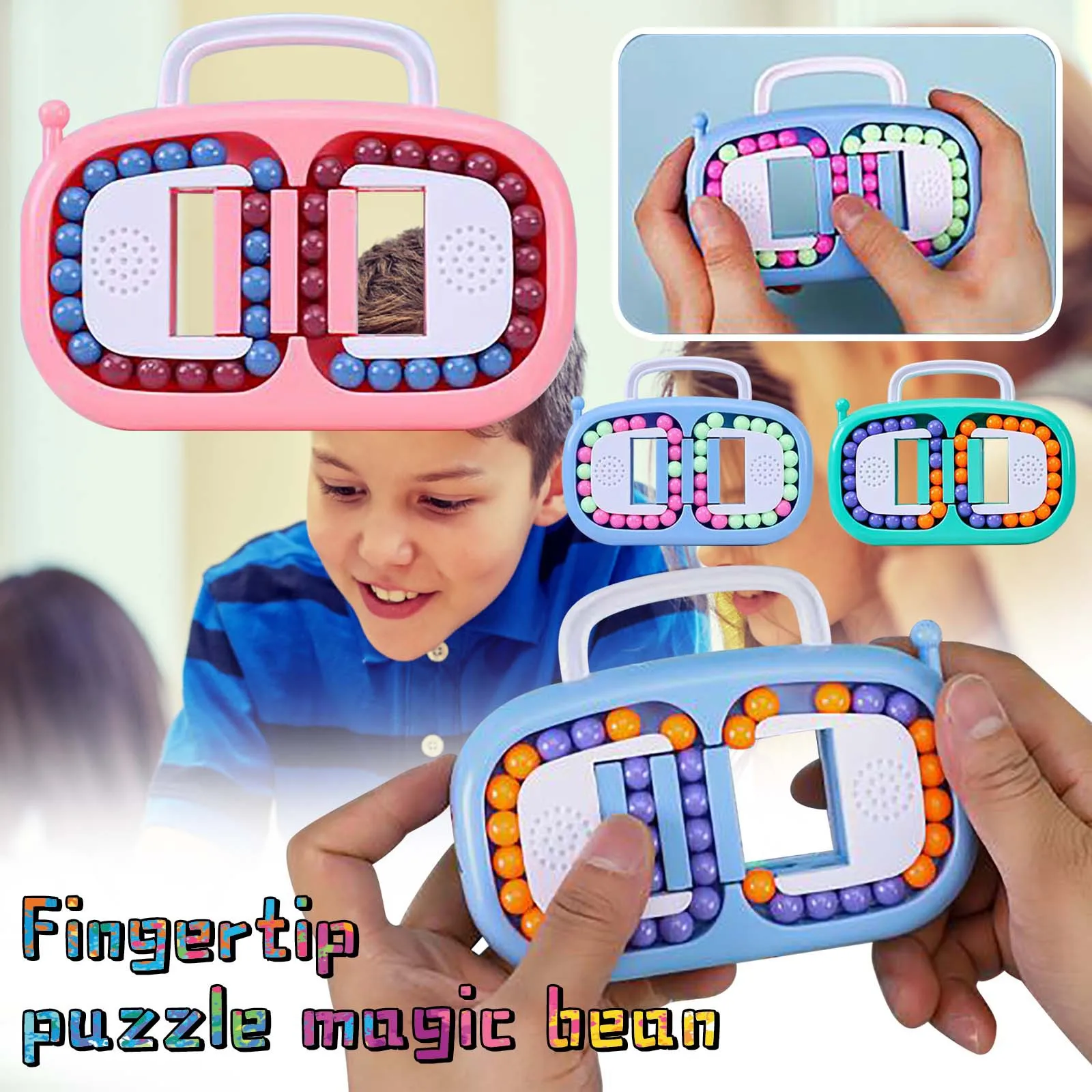 Rotating Magic Bean Fingertip Cube Fidget Toy for Adults Kids Stress Relief 