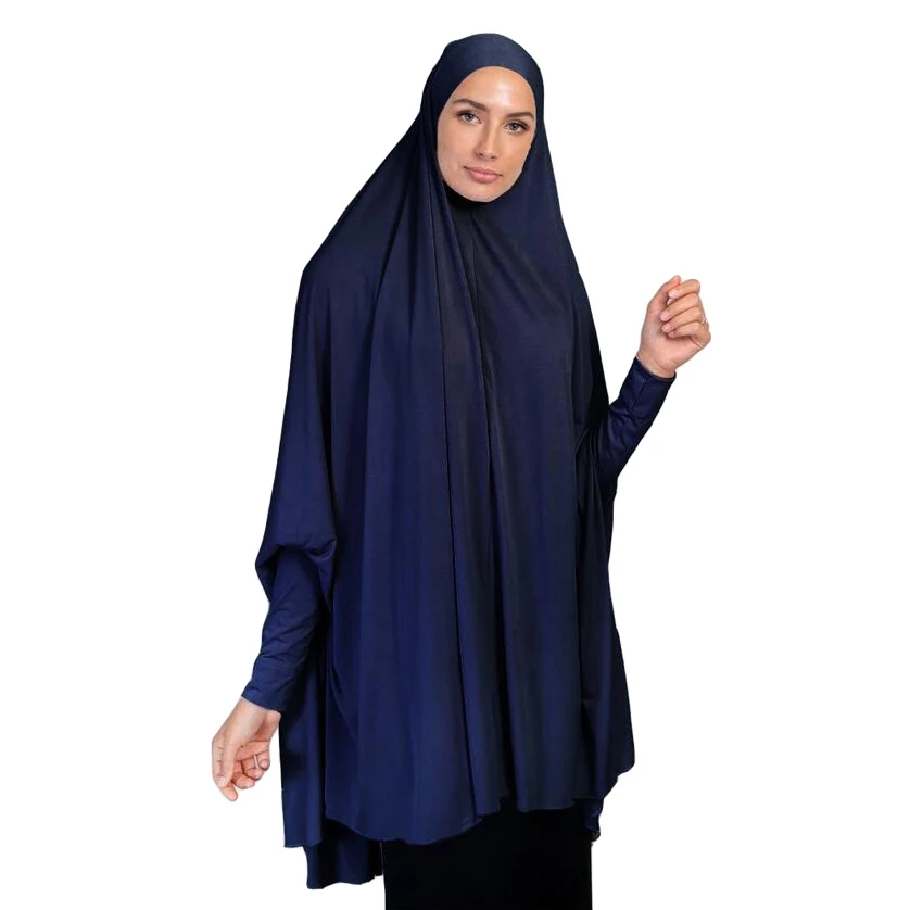 Мусульманский женский большой хиджаб молитвенный шарф химар Амира ислам полное покрытие Niqab Burqa длинный джилбаб Абая арабские накладные костюмы Рамадан - Цвет: Dark Blue