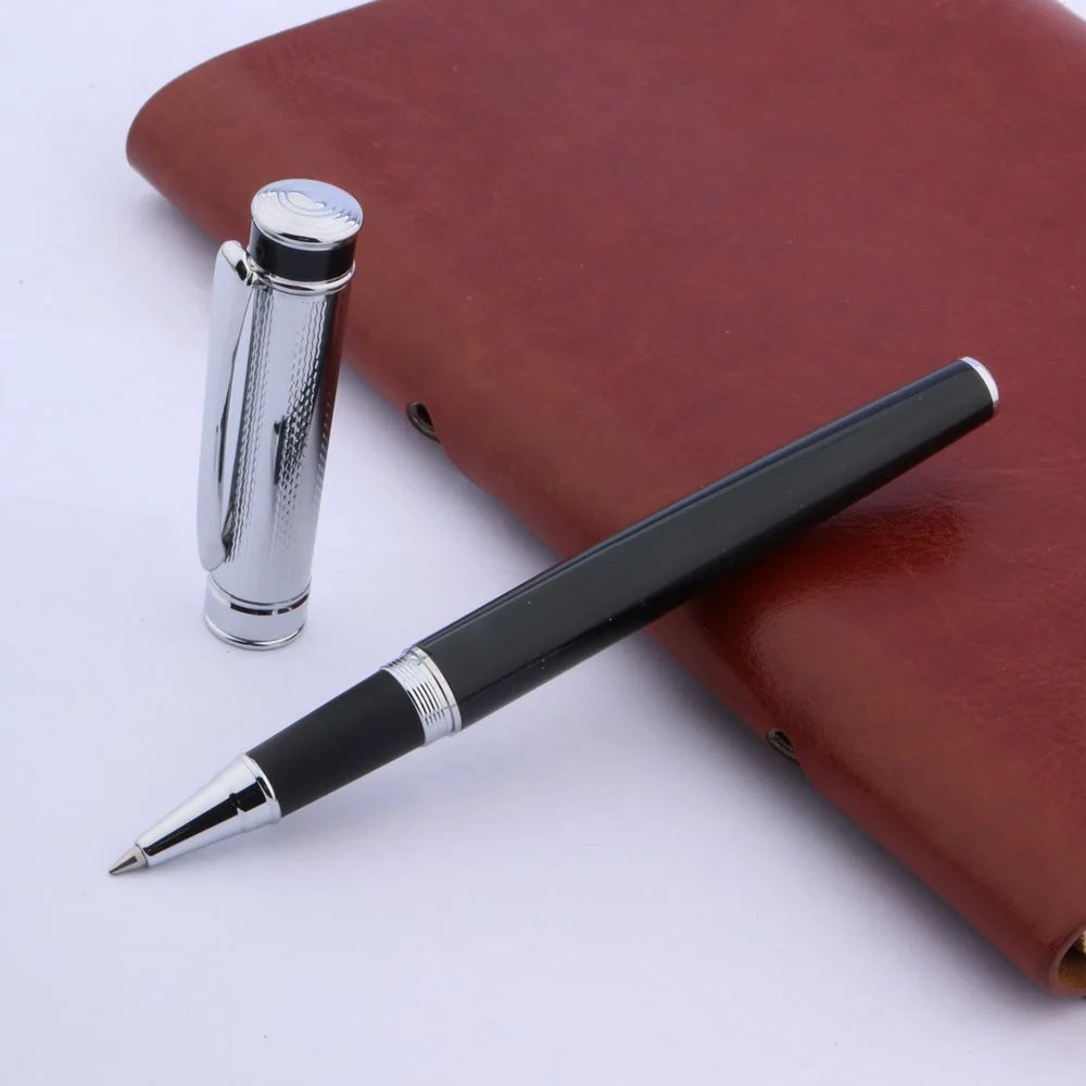 

luxury High quality brand 576 Black Lacquered Silver Mesh Metal Rollerball Pen Stationery Office Supplies ball point pen