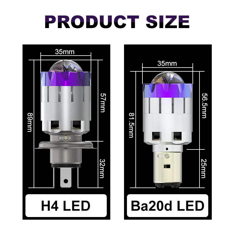 H4 H6 BA20D светодиодные лампы для фар мотоцикла мини Bi Led линзы Moto 4800LM Hi Lo лампа