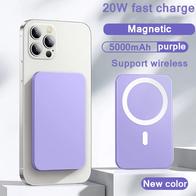 10000mAh 15W Power Bank Magnetic Wireless Fast Charger Powerbank Mobile Phone Battery For iPhone 12 13 Pro Max Xiaomi Mi Samsung Purple
