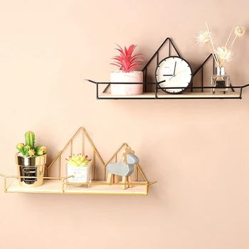 

DIY Wall Storage Shelves Wooden Iron Wall Shelf Wall Mounted Storage Rack Organization for Kitchen Bedroom Home Decor Kid Room G