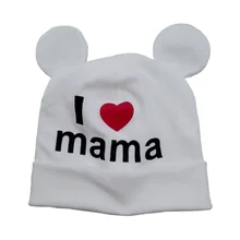 Милая шапочка для новорожденного, для малыша я люблю мама папа шапки с принтом для мальчиков и девочек хлопок Skullies Beanie мягкая Весенняя детская шапка