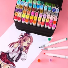 1 Uds opcional 168 Color arte marcadores Punta de cepillo pluma dibujo a base de Alcohol marcadores de doble cabeza Manga dibujo bolígrafos suministros de arte