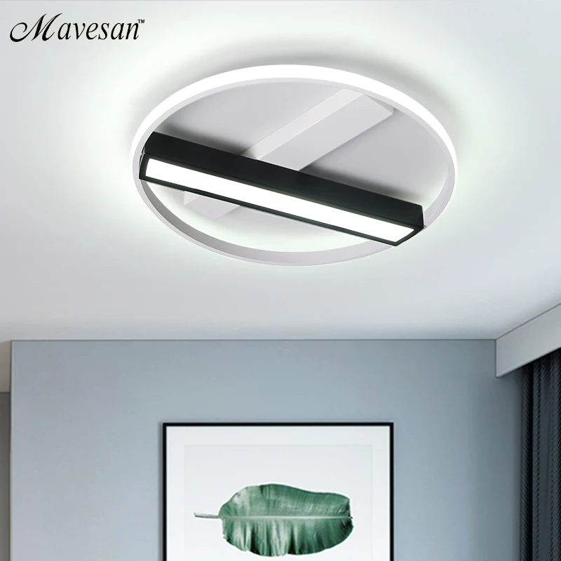 

Remote control Living room Bedroom Ceiling Lights White and black iron body Surface Mounted led lighting Fixtures AC85V-260V