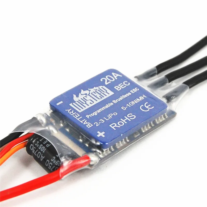 

Mystery 2-3S lipo 20A ESC Programable Brushless Speed Controller ESC For RC Helicopter Airplane