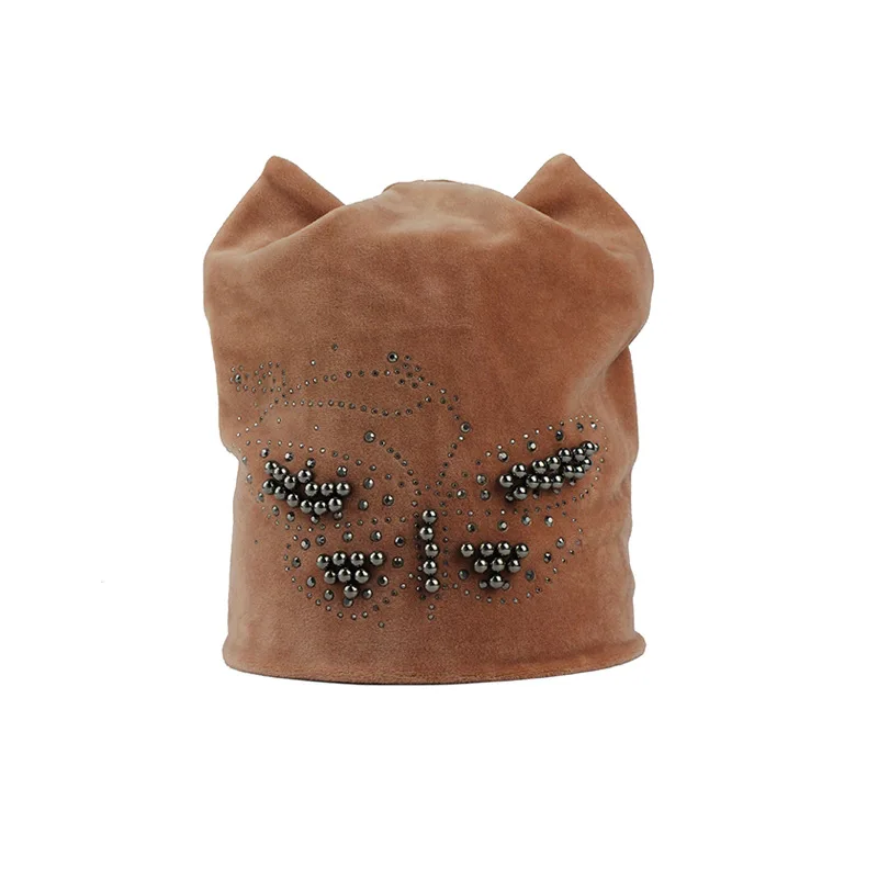 Women Winter Beanies Pearl Hat Solid Color Skullies Beanies Female Autumn Fashion Slochy Girl Spring Wrap Caps Cuffed Hat