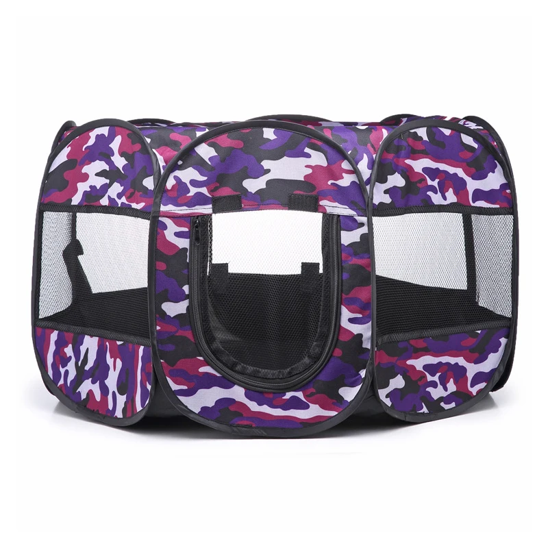 Purple camouflage Складная восьмиугольная палатка для домашних животных восьмиугольная ограда из ткани Оксфорд для домашних животных восьмиугольная клетка для кошек и собак Новинка - Цвет: Purple camouflage