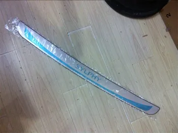 

stainless steel Protective Pad On The Rear Trunk Trim Lid Threshold rear door sill For Nissan Sylphy 2012-2014