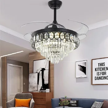 BROTHER Ceiling Fan Light Invisible Crystal LED Lamp With Remote Control Modern Luxury For Home 4