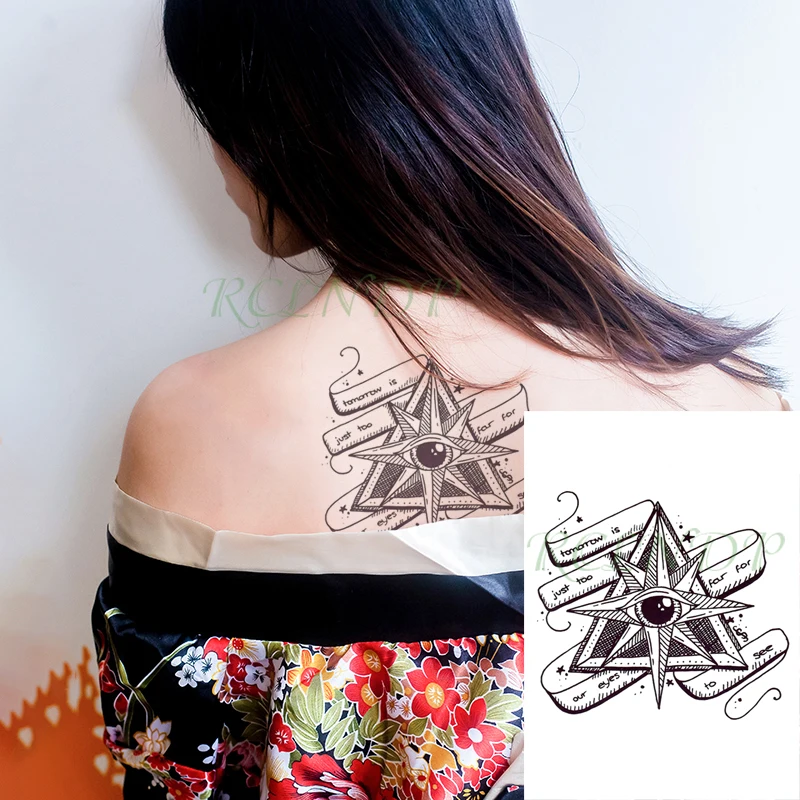 Waterproof Temporary Tattoo Sticker Eye Star Letter Geometric Patterns Fake Tatto Flash Tatoo Back Leg Art for Women Men | Красота и