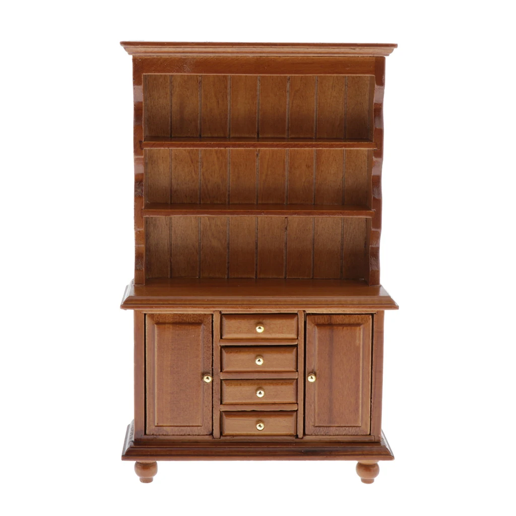 1/12 Multifunctional Cabinet for Doll House Any Rooms Decor, European Style, Handcrafts Collectibles, Kids Pretend Play Toy