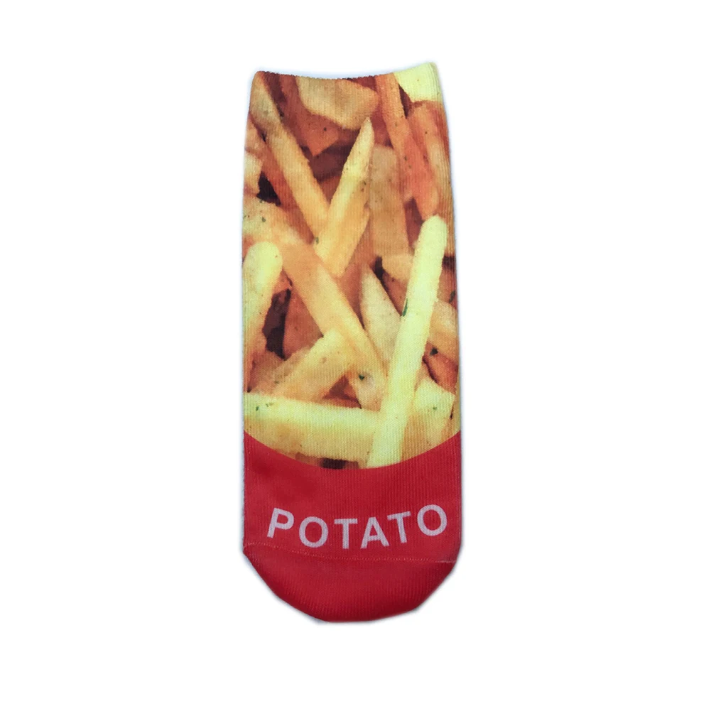 fries 1 пара, кавайные носки для Хеллоуина, Новые короткие носки-башмачки, счастливые пары носков, забавные носки с изображением скелета из мультфильма для мужчин и женщин, цветные носки по щиколотку - Габаритные размеры: fries