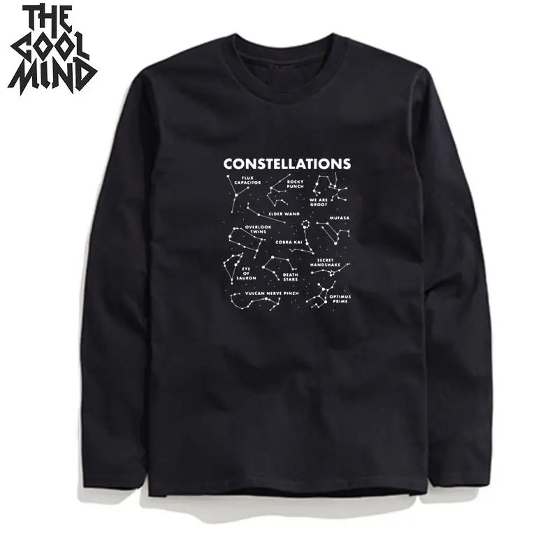 mo0141CML-BLK COOLMIND хлопок забавная Мужская футболка с длинным рукавом Свободная негабаритная Мужская футболка трикотажная Осенняя Футболка мужская футболка - Цвет: mo0141CML-BLK