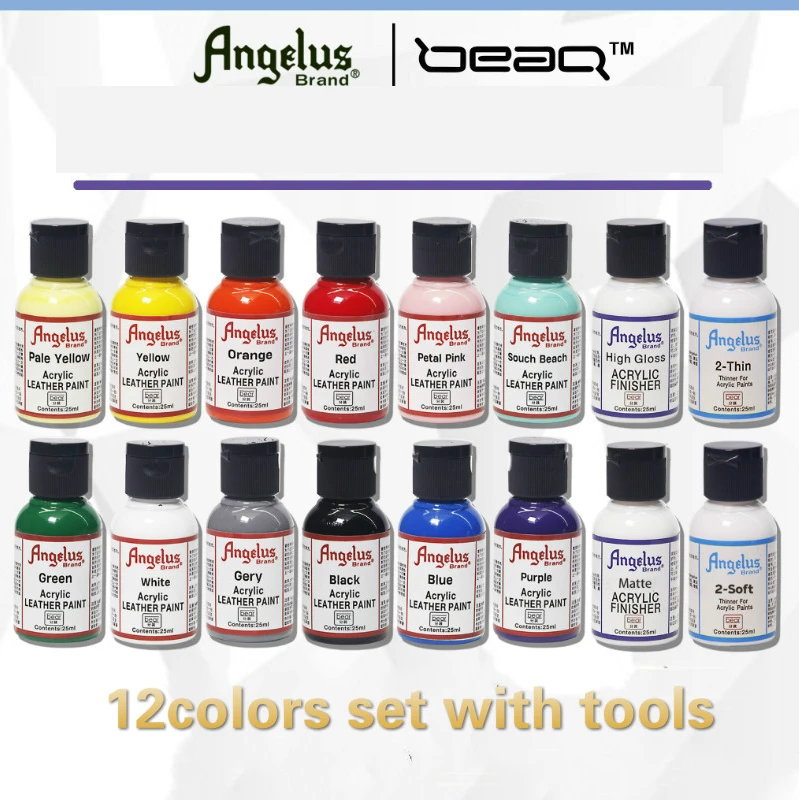 Sneakers Custom Leather Paint DIY Hand-Painted 12colors set with tools 25ml/118ml packed leather color change afbeelding